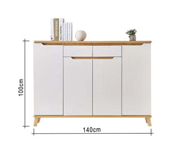 جزامة خشب ام دي اف 3 ارفف أبيض و بيج - 40×110×140 سم