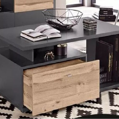 ترابيزة قهوة ام دى اف رمادي و بيج - 100×50×40 سم