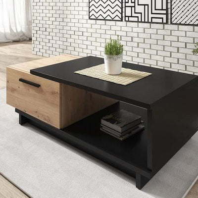 ترابيزة قهوة ام دى اف أسود و بيج - 100×50×40 سم