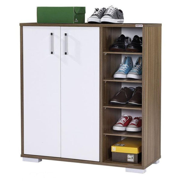 جزامة خشب ام دي اف 5 ارفف بني و أبيض - 40×100×90 سم