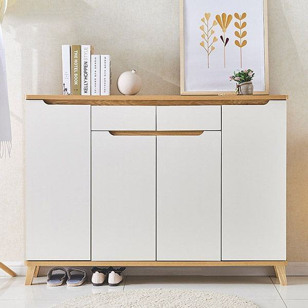 جزامة خشب ام دي اف 3 ارفف أبيض و بيج - 40×110×140 سم