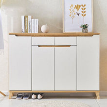 جزامة خشب ام دي اف 3 ارفف أبيض و بيج - 40×110×140 سم