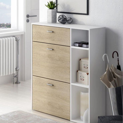 جزامة خشب ام دي اف 2 درج قلاب أبيض و بيج - 40×105×80 سم