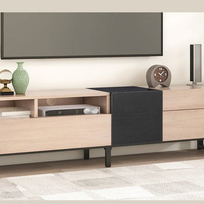 وحدة تلفزيون ام دي اف ومعدن بيج واسود - 50×40×180 سم