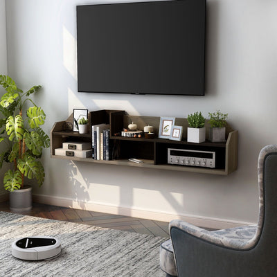 وحدة تلفزيون حائط ام دي اف بني - 40×25×150 سم