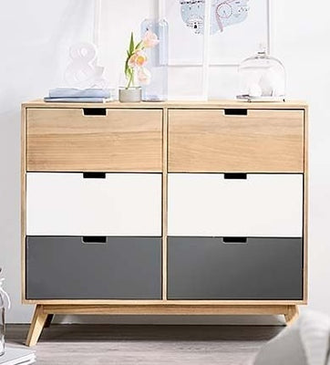 جزامة خشب ام دي اف 6 ادراج قلاب متعددة الألوان - 40×100×80 سم