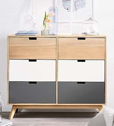 جزامة خشب ام دي اف 6 ادراج قلاب متعددة الألوان - 40×100×80 سم