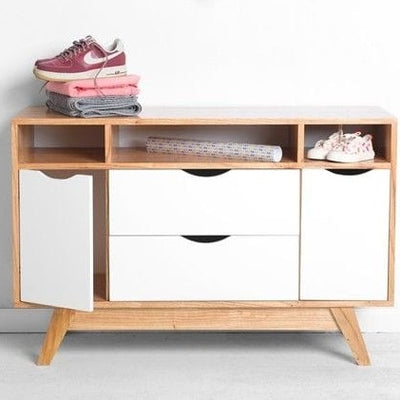 جزامة خشب ام دي اف و درجين بيج و أبيض - 40×90×100 سم