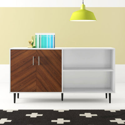 بوفيه خشبي غامق في أبيض مقاس 150* 40 * 75