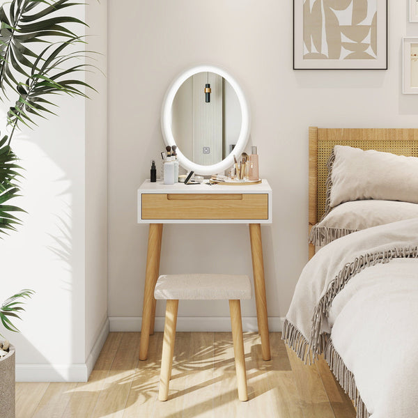 تسريحة أبيض درج خشبي مع المرايا و الكرسي مقاس 60 * 40 * 80 سم