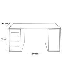 مكتب ام دي اف ابيض - 75×60×160 سم