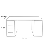 مكتب بني 120×75×40 سم بأدراج وأرفف