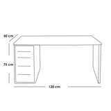 مكتب أبيض وبني 75×120×50 سم