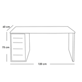 مكتب أبيض 75×60×120 سم