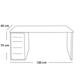 مكتب أبيض 75×120×60 سم بدرجين
