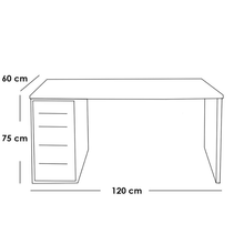 مكتب ام دي اف أبيض - 75x120x60 سم