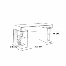 مكتب ام دي اف ابيض و بني - 75×50×120 سم