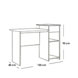 مكتب أبيض 90×40×150 سم بأدراج