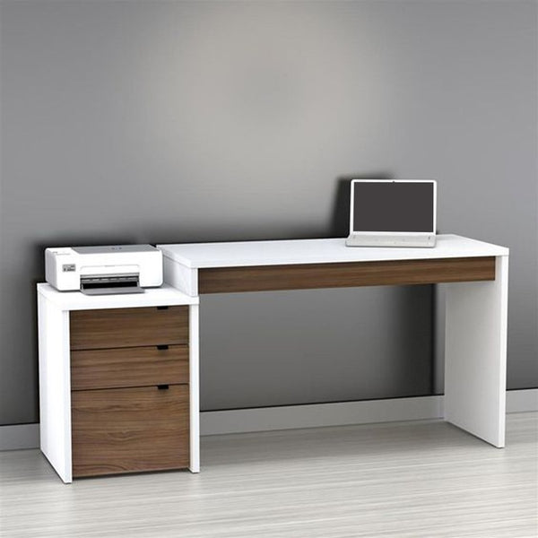 مكتب ام دي اف ابيض و بني - 75×50×160 سم