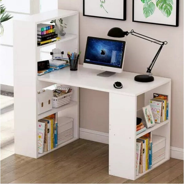 مكتب ام دي اف ابيض - 150×50×150 سم