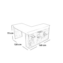مكتب ام دي اف بيج و ابيض - 75×120×160 سم
