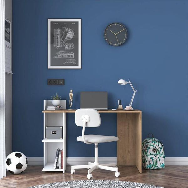 مكتب ام دي اف بيج و ابيض - 85×40×120 سم