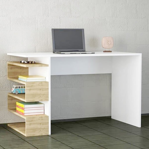 مكتب ام دي اف بيج و ابيض - 75×40×120 سم