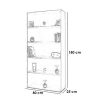 مكتبة ام دي اف ابيض - 180×80×25 سم